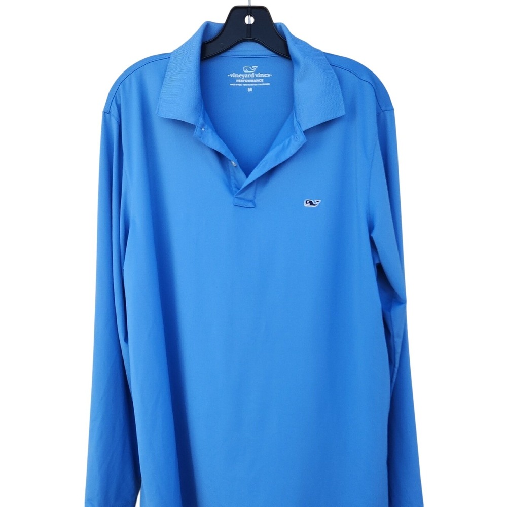 Vineyard‎ Vines Long Sleeve Performance Preppy Polo Blue Medium Ecocore Sporty